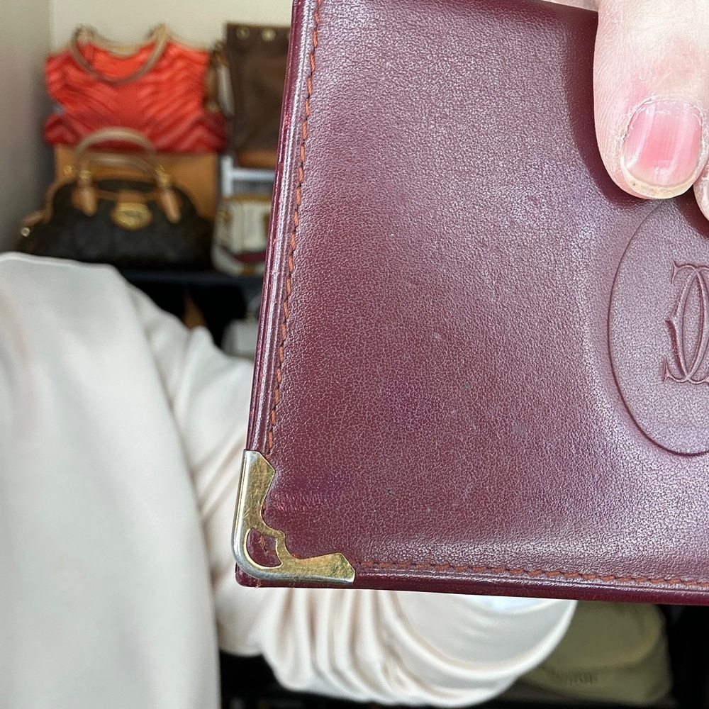 Cartier Burgundy Leather Slim Card Wallet ID Card with COA - Picture 5 of 10